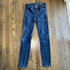 American Eagle Women Dark Blue Super Super Stretch Denim Jeans Jegging 00